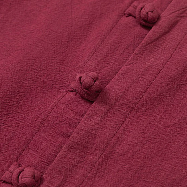 Ensemble 2 Buddha Stones et pantalon en coton uni à manches longues et boutons grenouille pour homme avec poches - image 5