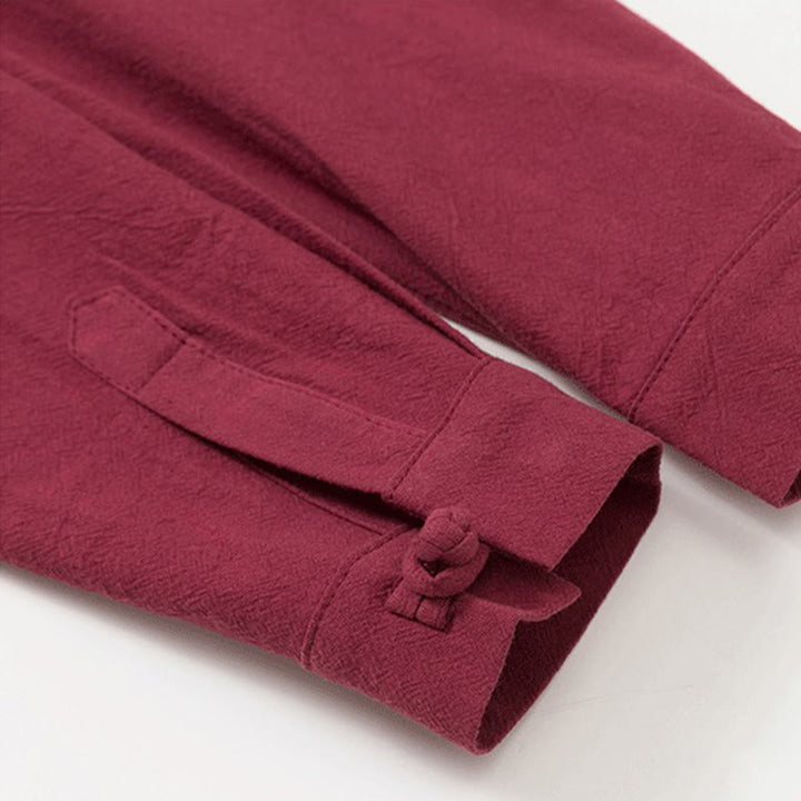 Ensemble 2 Buddha Stones et pantalon en coton uni à manches longues et boutons grenouille pour homme avec poches - image 8