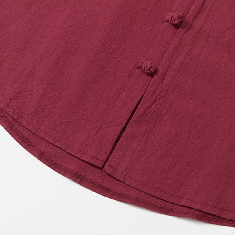 Ensemble 2 Buddha Stones et pantalon en coton uni à manches longues et boutons grenouille pour homme avec poches - image 7