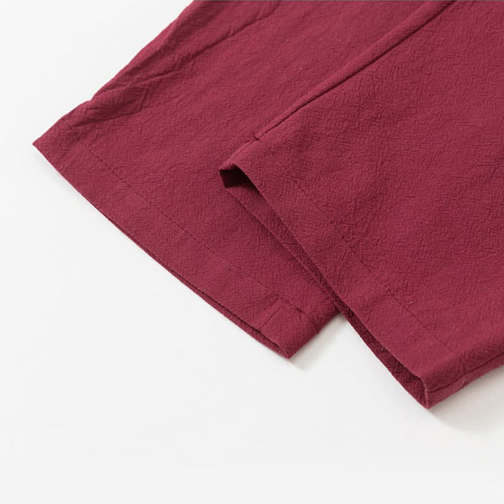 Ensemble 2 Buddha Stones et pantalon en coton uni à manches longues et boutons grenouille pour homme avec poches - image 12