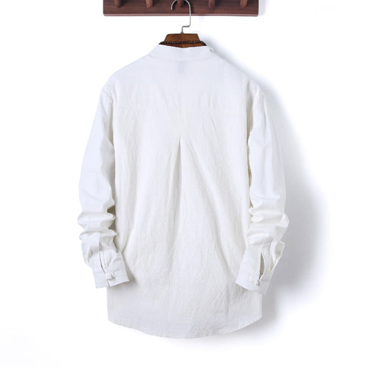Ensemble 2 Buddha Stones et pantalon en coton à manches longues et boutons grenouille pour homme, couleur unie, avec poches - image 12