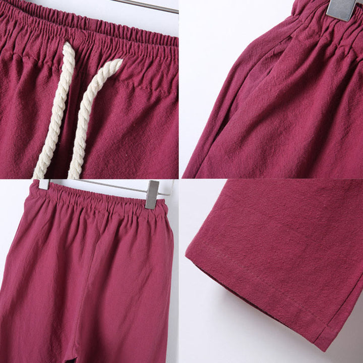 Ensemble 2 Buddha Stones et pantalon en coton à manches longues et boutons grenouille pour homme, couleur unie, avec poches - image 38
