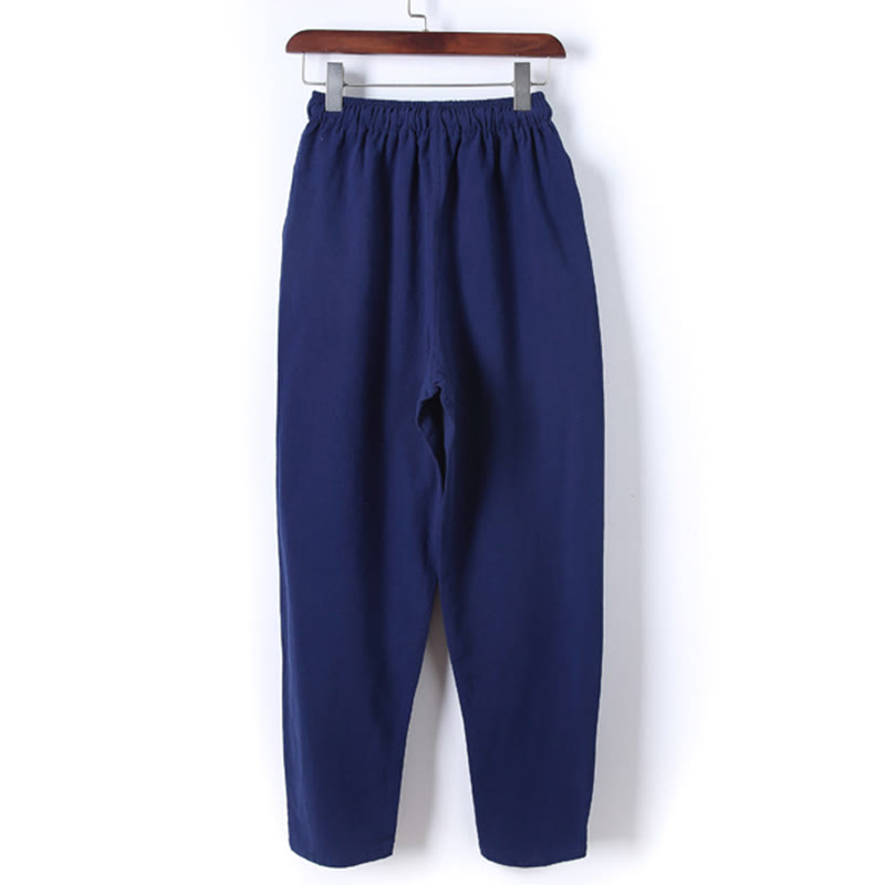 Ensemble 2 Buddha Stones et pantalon en coton à manches longues et boutons grenouille pour homme, couleur unie, avec poches - image 28