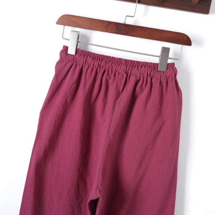 Ensemble 2 Buddha Stones et pantalon en coton à manches longues et boutons grenouille pour homme, couleur unie, avec poches - image 37