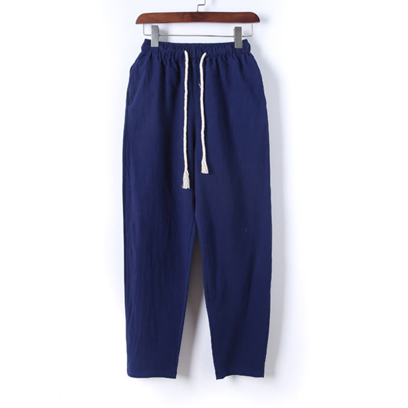 Ensemble 2 Buddha Stones et pantalon en coton à manches longues et boutons grenouille pour homme, couleur unie, avec poches - image 27
