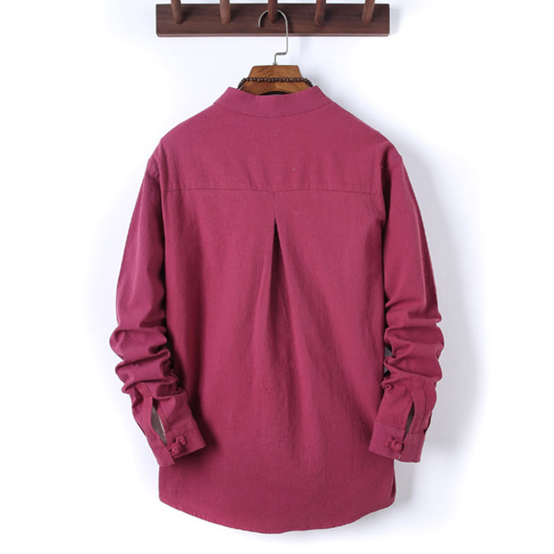 Ensemble 2 Buddha Stones et pantalon en coton à manches longues et boutons grenouille pour homme, couleur unie, avec poches - image 32