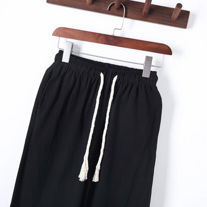 Ensemble 2 Buddha Stones et pantalon en coton à manches longues et boutons grenouille pour homme, couleur unie, avec poches - image 7