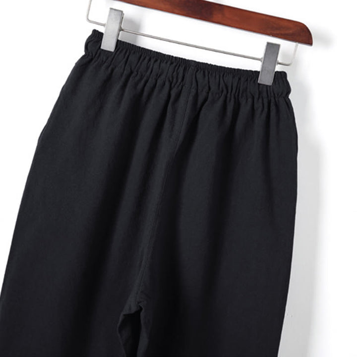 Ensemble 2 Buddha Stones et pantalon en coton à manches longues et boutons grenouille pour homme, couleur unie, avec poches - image 8