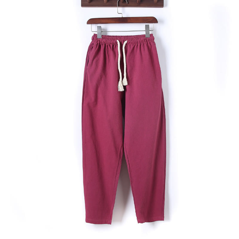 Ensemble 2 Buddha Stones et pantalon en coton à manches longues et boutons grenouille pour homme, couleur unie, avec poches - image 34