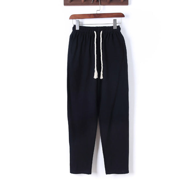 Ensemble 2 Buddha Stones et pantalon en coton à manches longues et boutons grenouille pour homme, couleur unie, avec poches - image 5