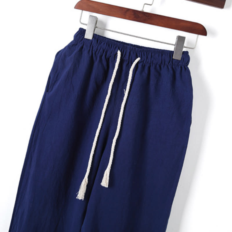 Ensemble 2 Buddha Stones et pantalon en coton à manches longues et boutons grenouille pour homme, couleur unie, avec poches - image 25