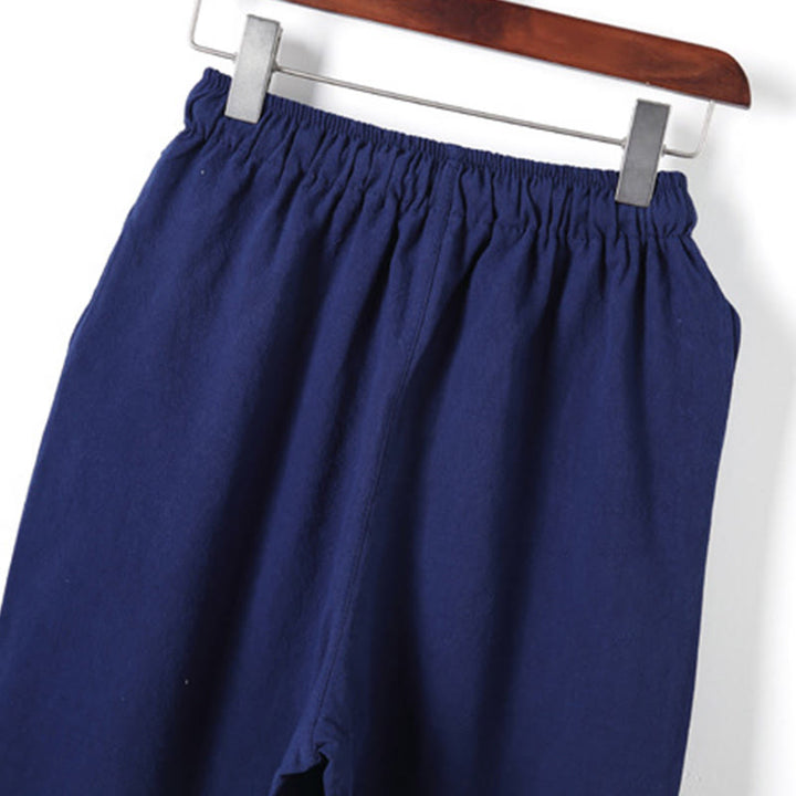 Ensemble 2 Buddha Stones et pantalon en coton à manches longues et boutons grenouille pour homme, couleur unie, avec poches - image 26