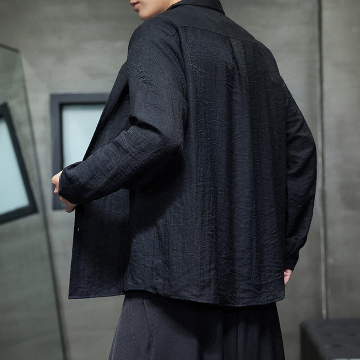 Chemise à manches longues pour homme, motif Buddha Stones, couleur unie, boutons, printemps - image 4