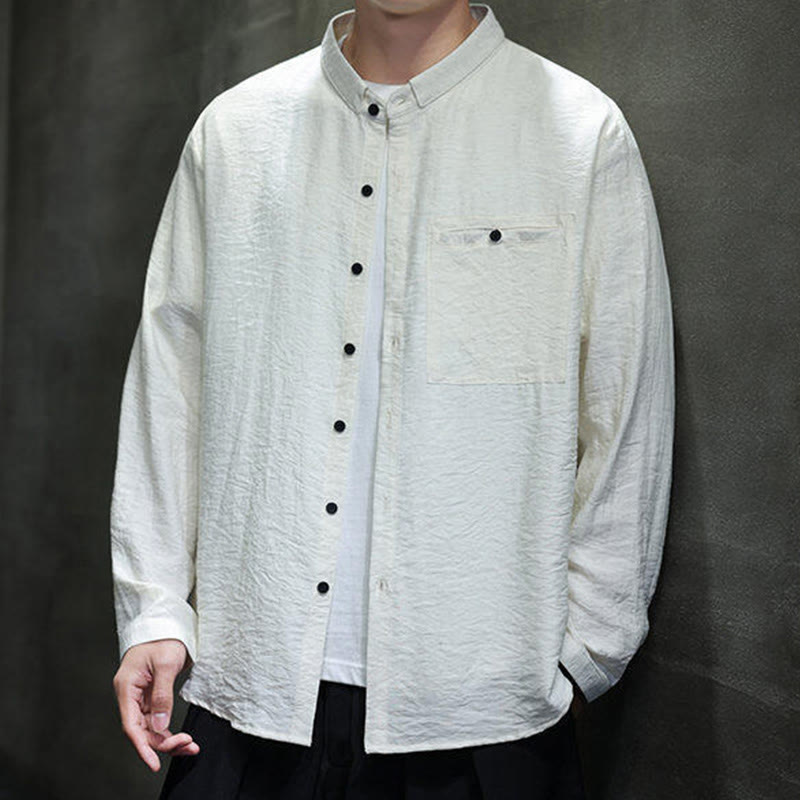 Chemise à manches longues pour homme, motif Buddha Stones, couleur unie, boutons, printemps - image 11