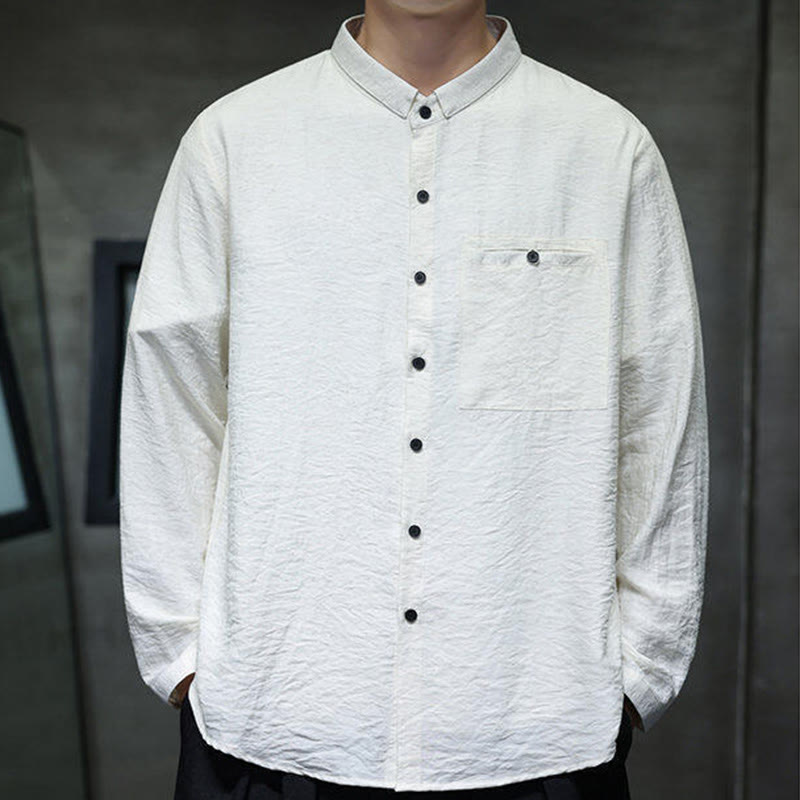 Chemise à manches longues pour homme, motif Buddha Stones, couleur unie, boutons, printemps - image 7