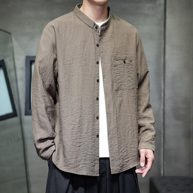 Chemise à manches longues pour homme, motif Buddha Stones, couleur unie, boutons, printemps - image 18