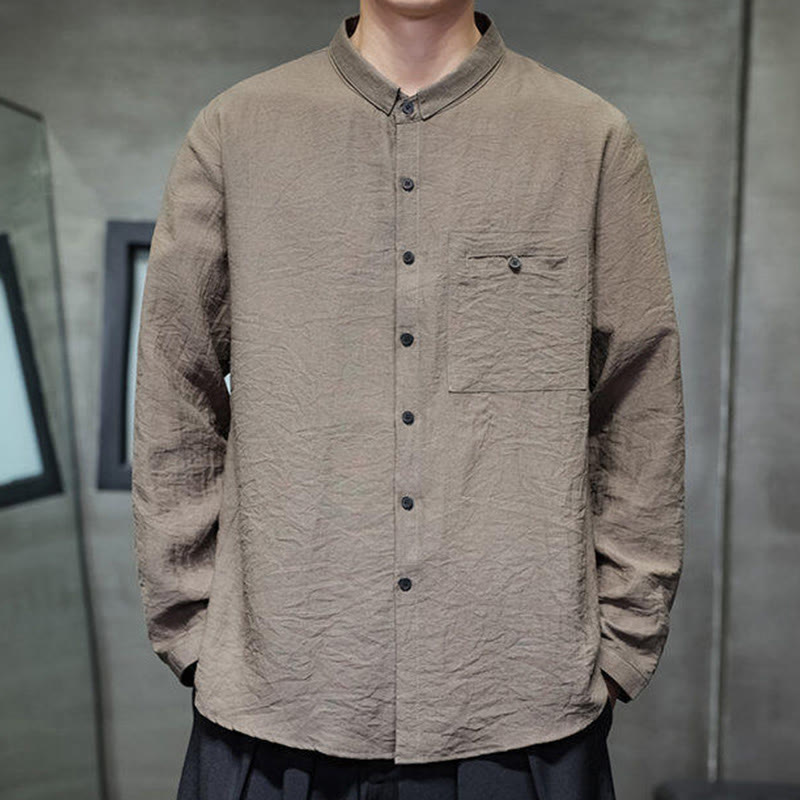 Chemise à manches longues pour homme, motif Buddha Stones, couleur unie, boutons, printemps - image 22