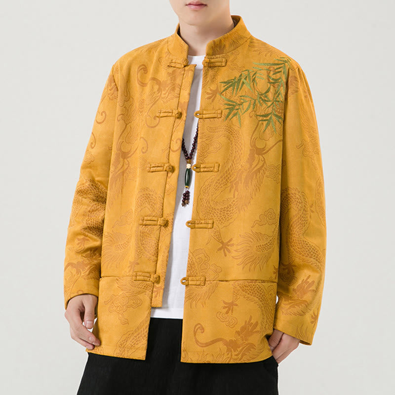Veste à manches longues pour homme, motif dragon en bambou et Buddha Stones , avec boutons en forme de grenouille - image 18