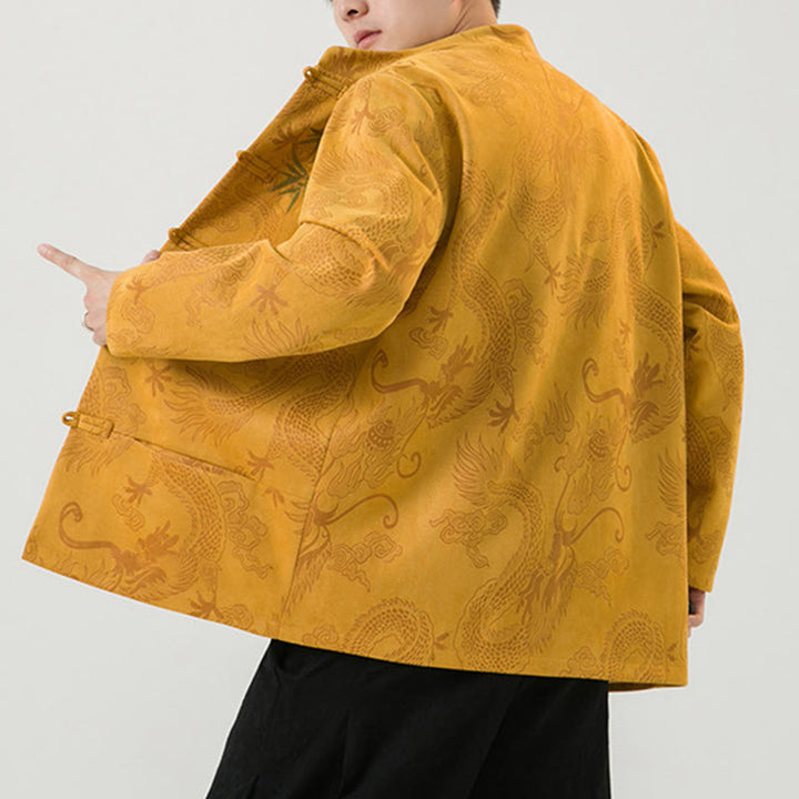 Veste à manches longues pour homme, motif dragon en bambou et Buddha Stones , avec boutons en forme de grenouille - image 13