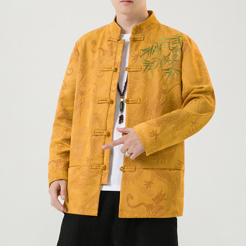 Veste à manches longues pour homme, motif dragon en bambou et Buddha Stones , avec boutons en forme de grenouille - image 16