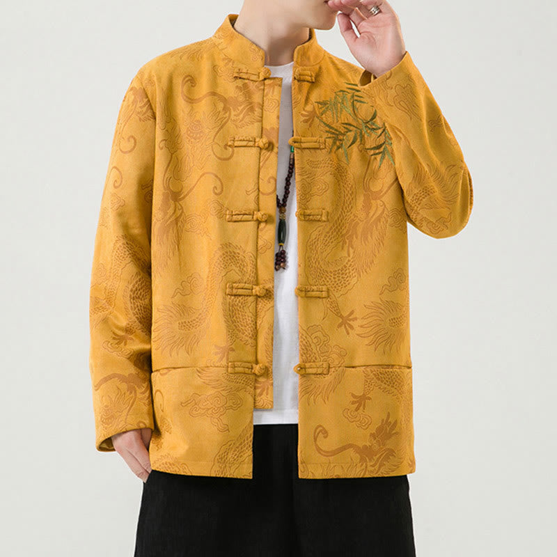 Veste à manches longues pour homme, motif dragon en bambou et Buddha Stones , avec boutons en forme de grenouille - image 19