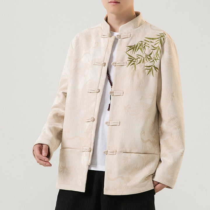 Veste à manches longues pour homme, motif dragon en bambou et Buddha Stones , avec boutons en forme de grenouille - image 27