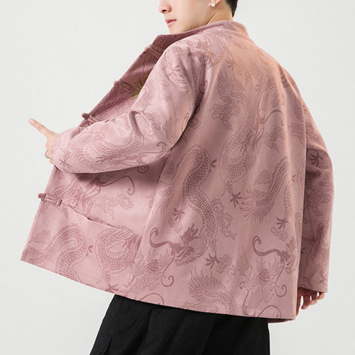 Veste à manches longues pour homme, motif dragon en bambou et Buddha Stones , avec boutons en forme de grenouille - image 37