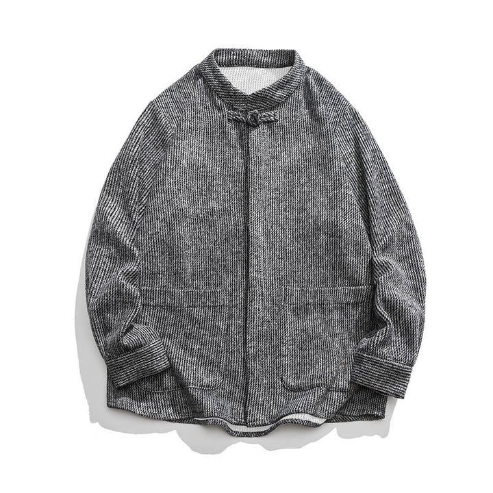 Veste en Buddha Stones côtelé de coton à manches longues et boutons grenouille pour homme, couleur unie, avec poches - image 31