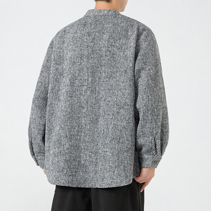 Veste en Buddha Stones côtelé de coton à manches longues et boutons grenouille pour homme, couleur unie, avec poches - image 26