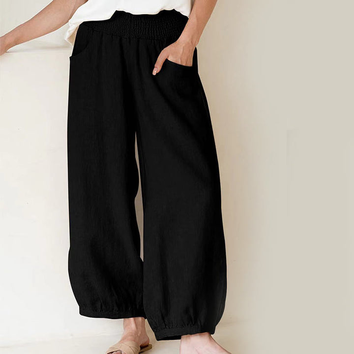 Pantalon sarouel uni pour femme avec poches Buddha Stones - Noir - US12，UK/AU16，EU44 (2XL) - image 2