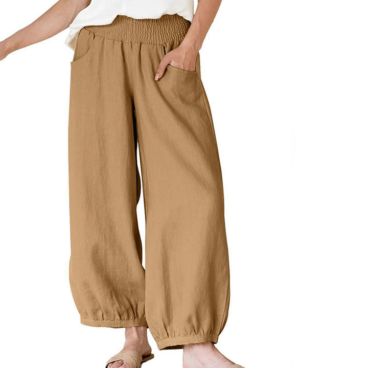 Pantalon sarouel uni pour femme avec poches Buddha Stones - SandyBrown - US12，UK/AU16，EU44 (2XL) - image 10