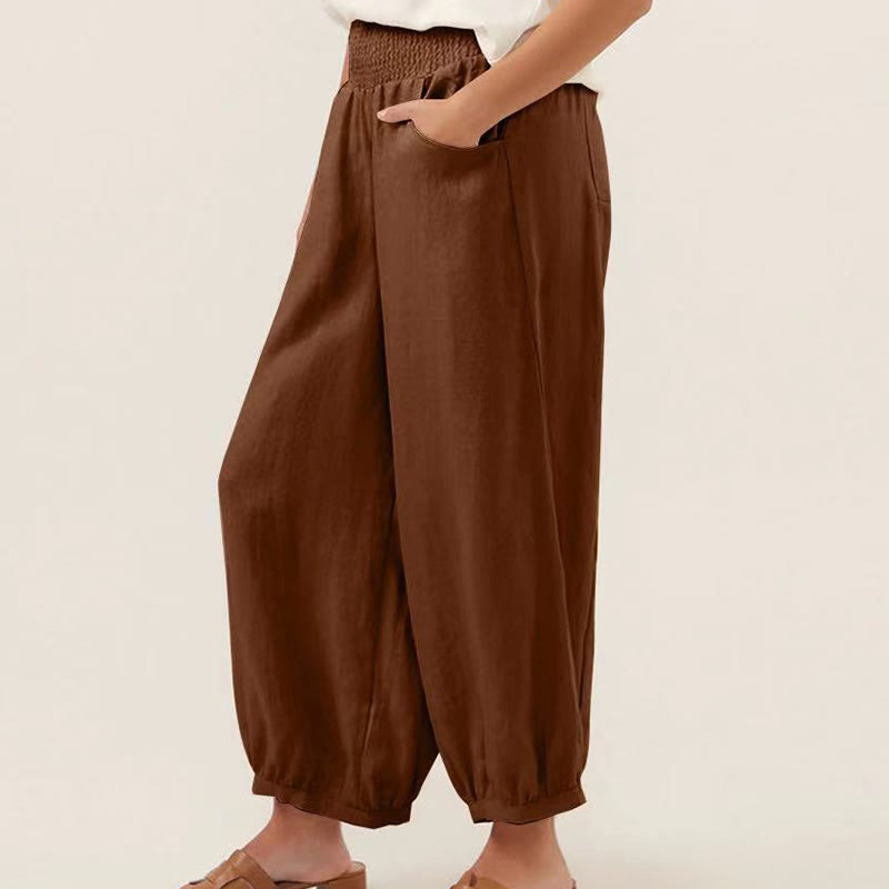 Pantalon sarouel uni pour femme avec poches Buddha Stones - image 7