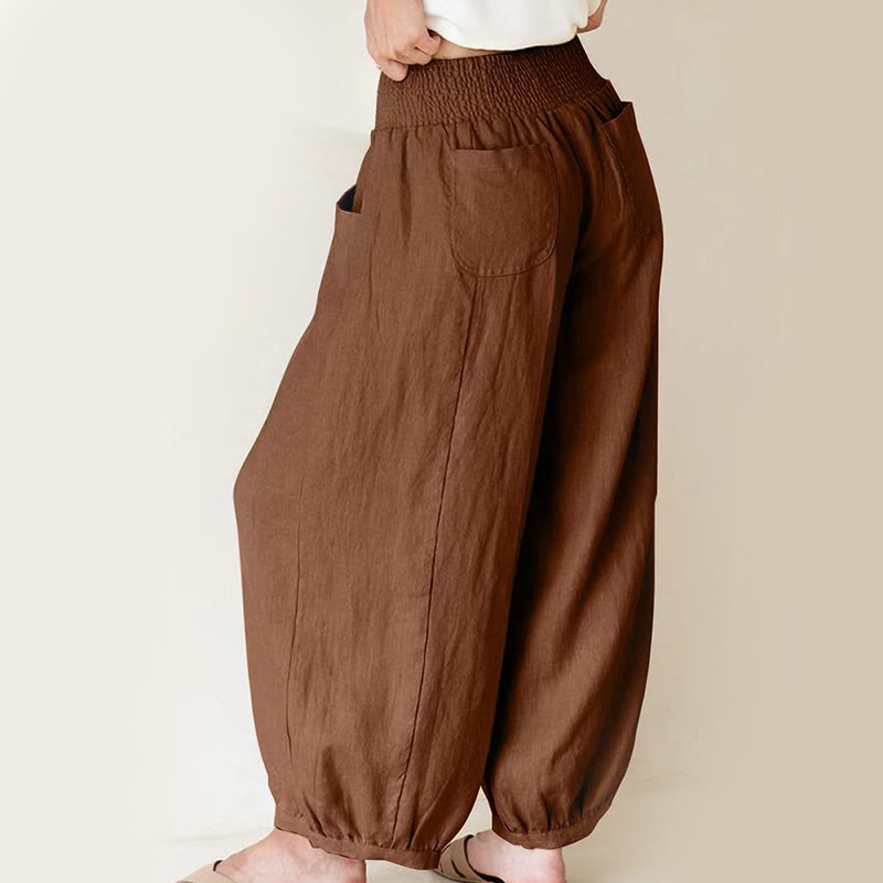 Pantalon sarouel uni pour femme avec poches Buddha Stones - image 8