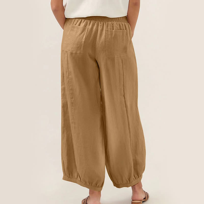Pantalon sarouel uni pour femme avec poches Buddha Stones - image 13