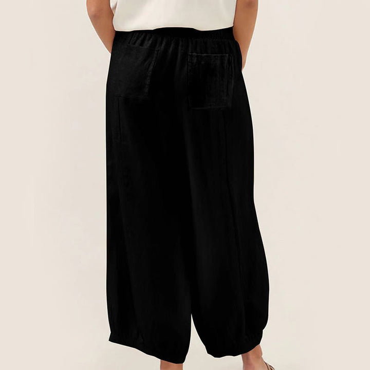 Pantalon harem femme en coton uni couleur Buddha Stones avec poches - image 5