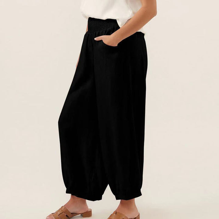 Pantalon harem femme en coton uni couleur Buddha Stones avec poches - image 3