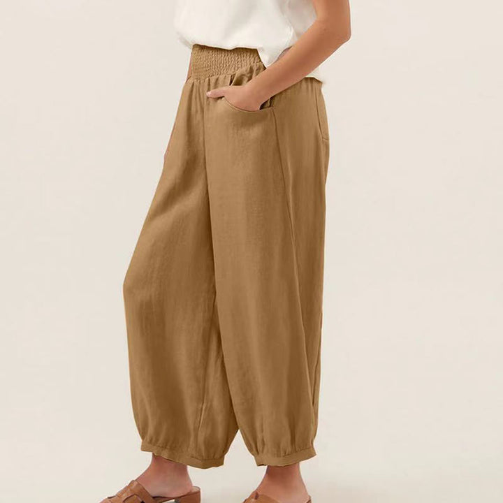Pantalon sarouel uni pour femme avec poches Buddha Stones - image 11