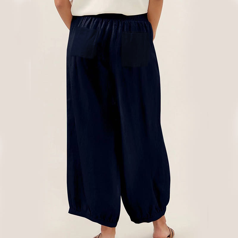 Pantalon sarouel uni pour femme avec poches Buddha Stones - image 1