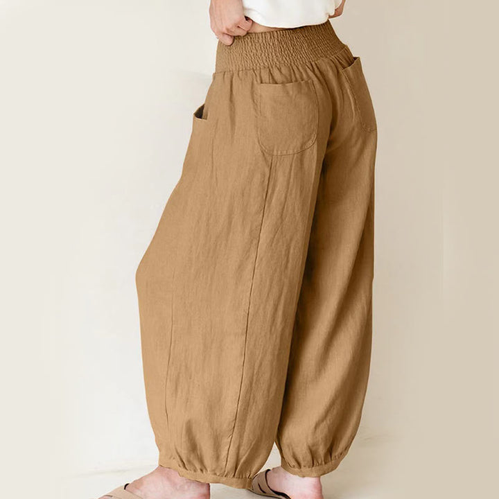 Pantalon sarouel uni pour femme avec poches Buddha Stones - image 12