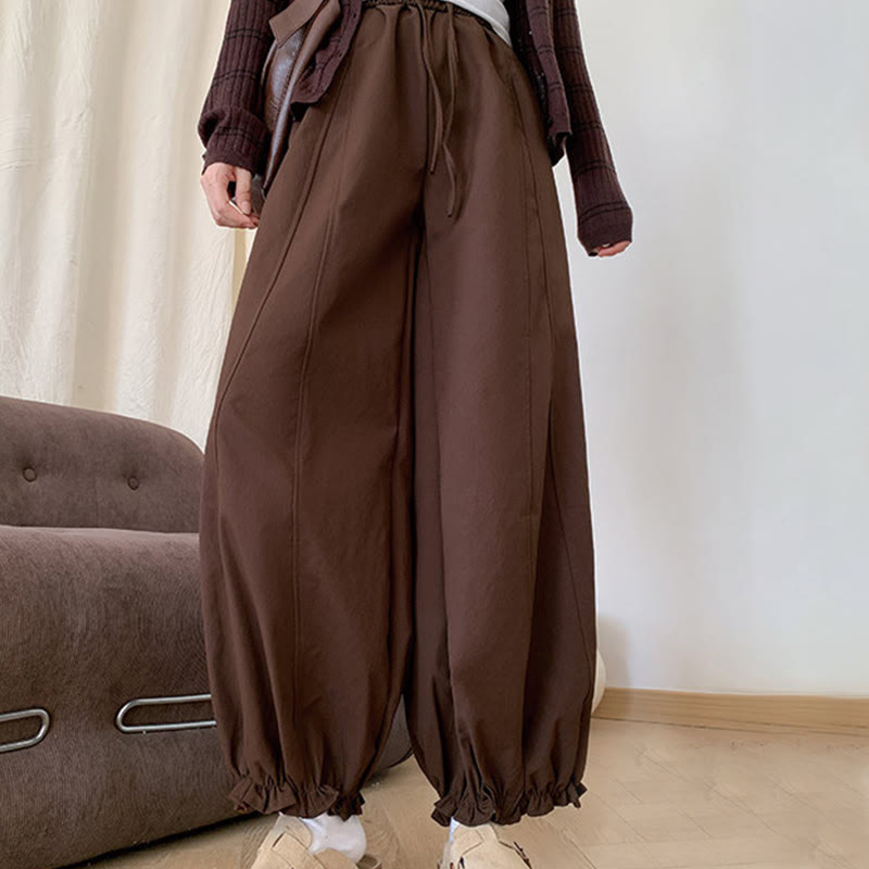 Pantalon Buddha Stones uni avec cordon de serrage et poches pour femme - Terre de sienne - US6，UK/AU10，EU38 (XL) - image 0