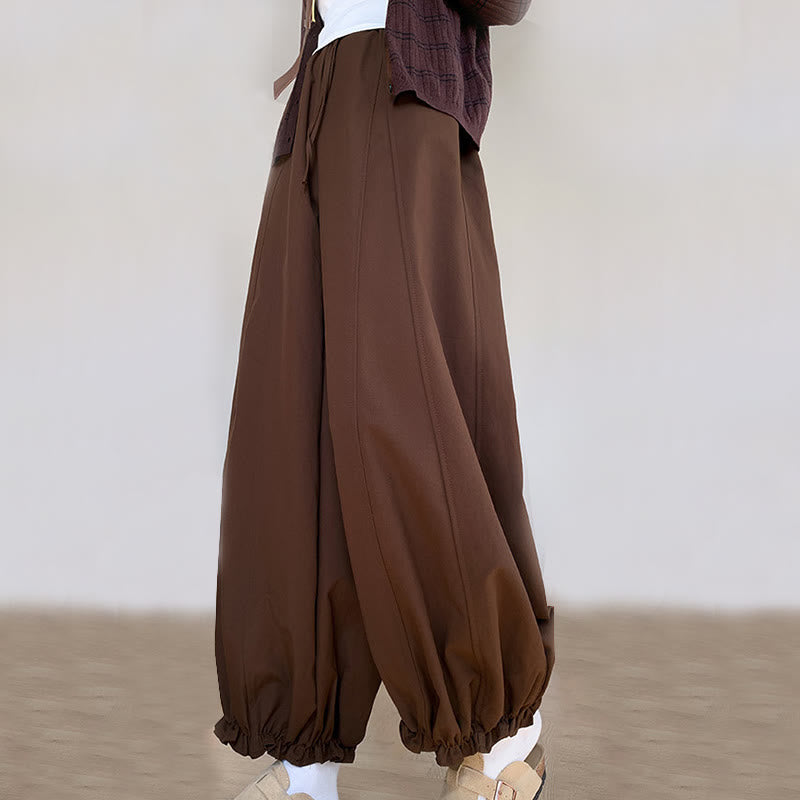 Pantalon Buddha Stones uni avec cordon de serrage et poches pour femme - image 2