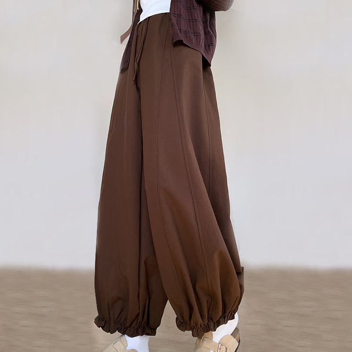 Pantalon Buddha Stones uni avec cordon de serrage et poches pour femme - image 2