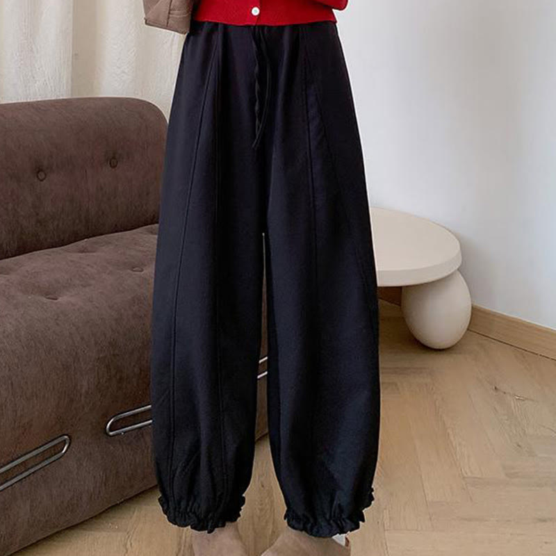 Pantalon Buddha Stones uni avec cordon de serrage et poches pour femme - image 13