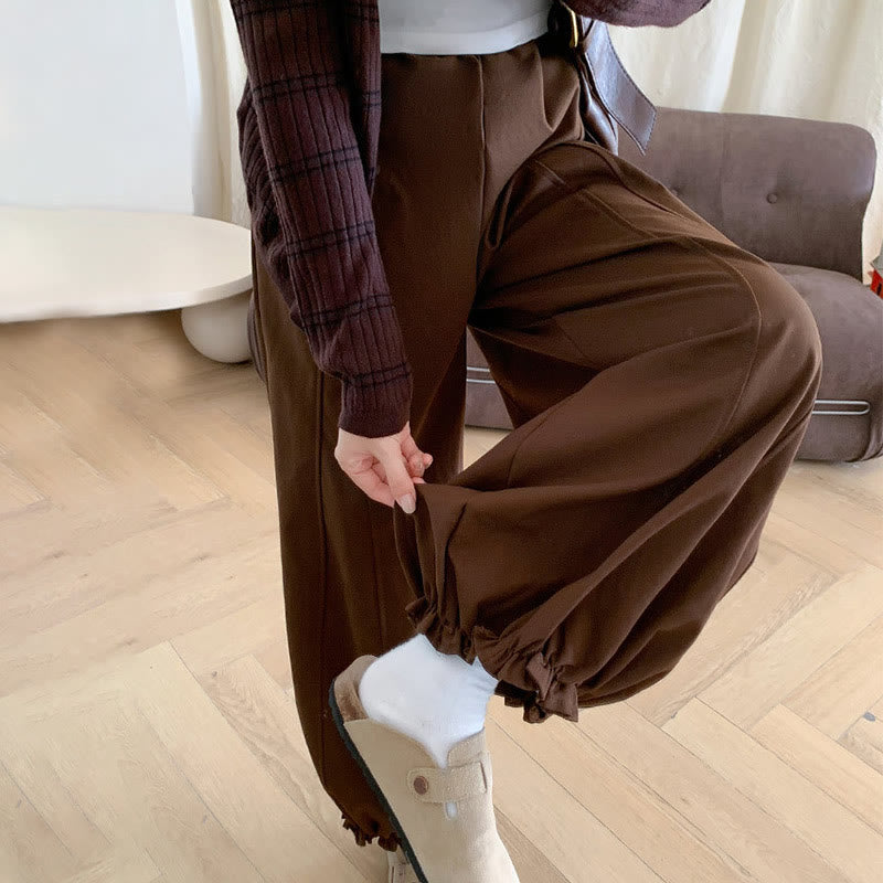 Pantalon Buddha Stones uni avec cordon de serrage et poches pour femme - image 3