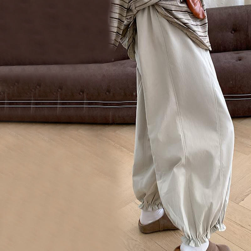 Pantalon Buddha Stones uni avec cordon de serrage et poches pour femme - image 7
