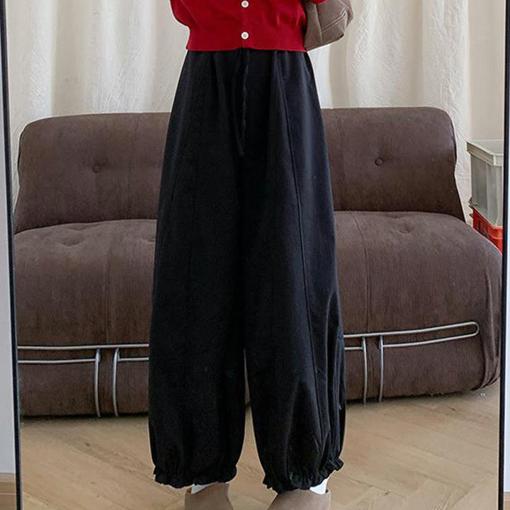 Pantalon Buddha Stones uni avec cordon de serrage et poches pour femme - image 14