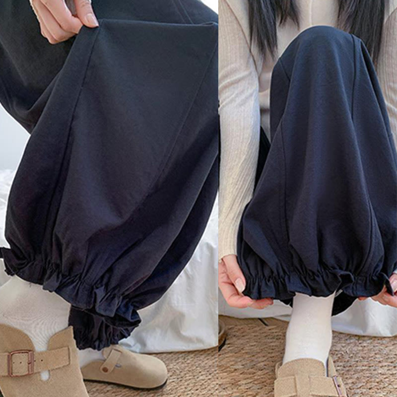 Pantalon Buddha Stones uni avec cordon de serrage et poches pour femme - image 18