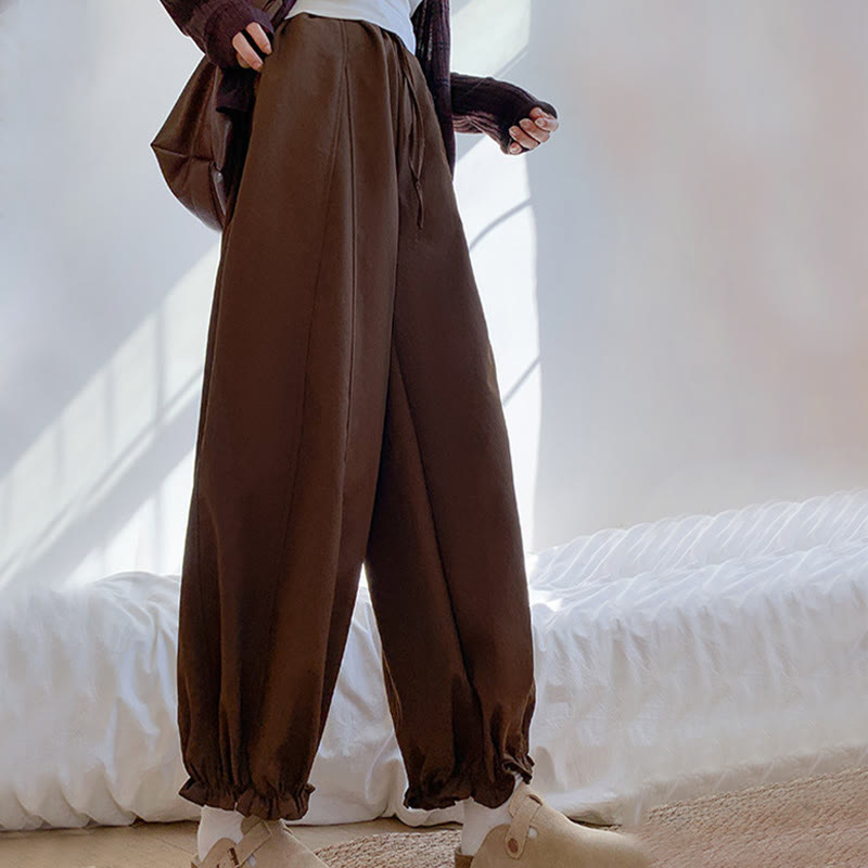 Pantalon Buddha Stones uni avec cordon de serrage et poches pour femme - image 1