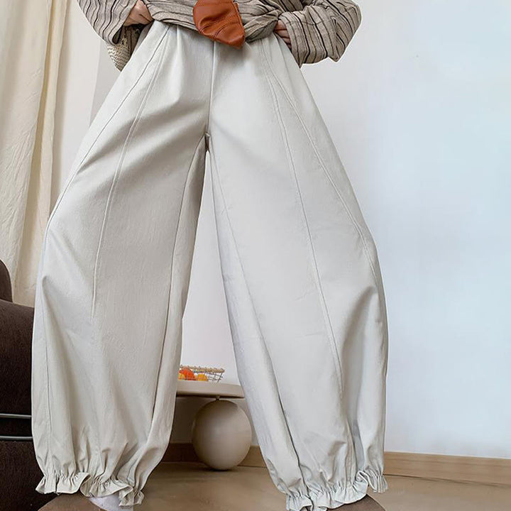 Pantalon Buddha Stones uni avec cordon de serrage et poches pour femme - image 8