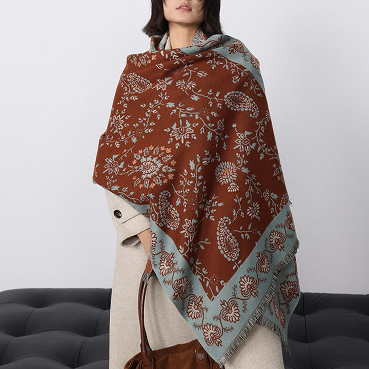 Écharpe douce à motif cachemire et vignes, épaisse et chaude, avec Buddha Stones , pour l'hiver - image 4